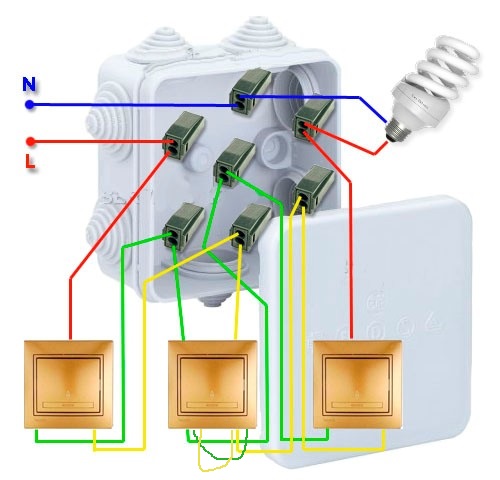 Как переделать двухклавишный проходной выключатель в перекрестный