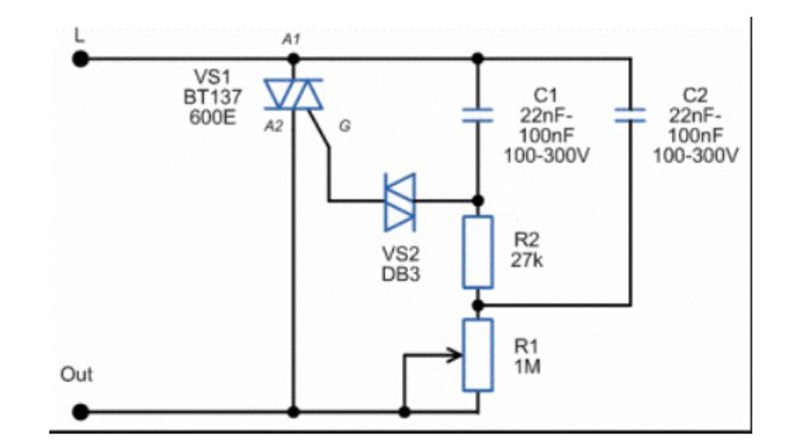 Схема диммера на основе симистора