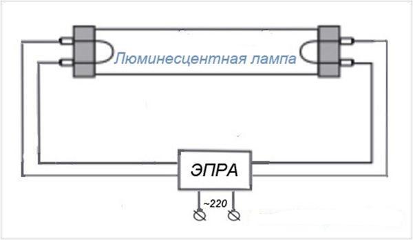 Схема с электронным ПРА