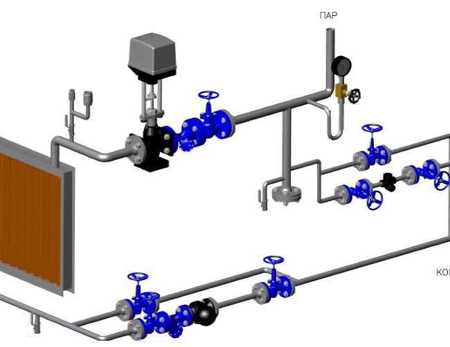 Обвязка парового калорифера