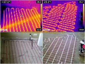 работа теплого пола на экране тепловизора