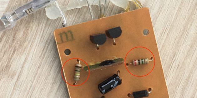 Как починить гирлянду: Поломка резистора