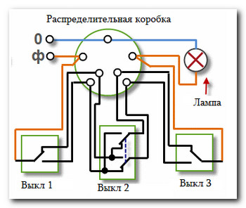 Схема проходного выключателя