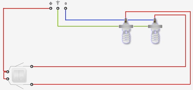 схема выключателя лампочки