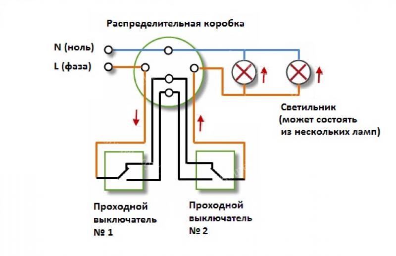 Схема подключения выключателей