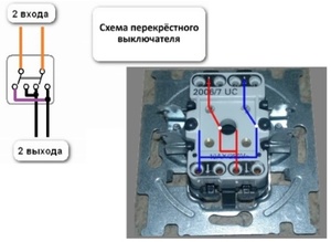 Подключаем двойной переключатель перекрестного типа