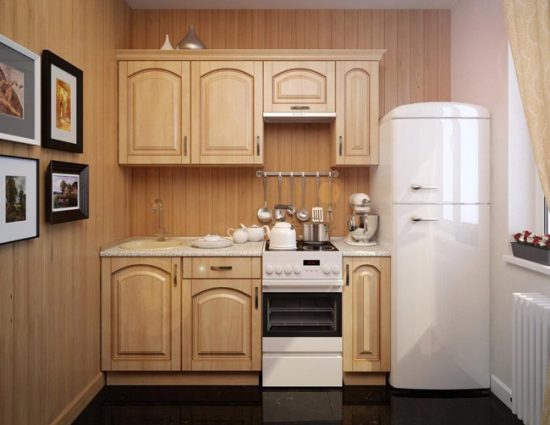 На маленькой кухне вполне поместится компактная модель холодильника