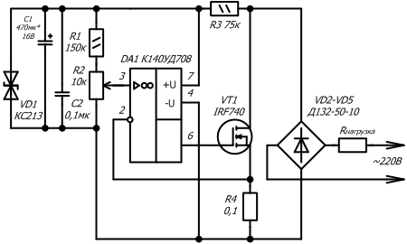 принципиальная схема стабилизатора переменного тока