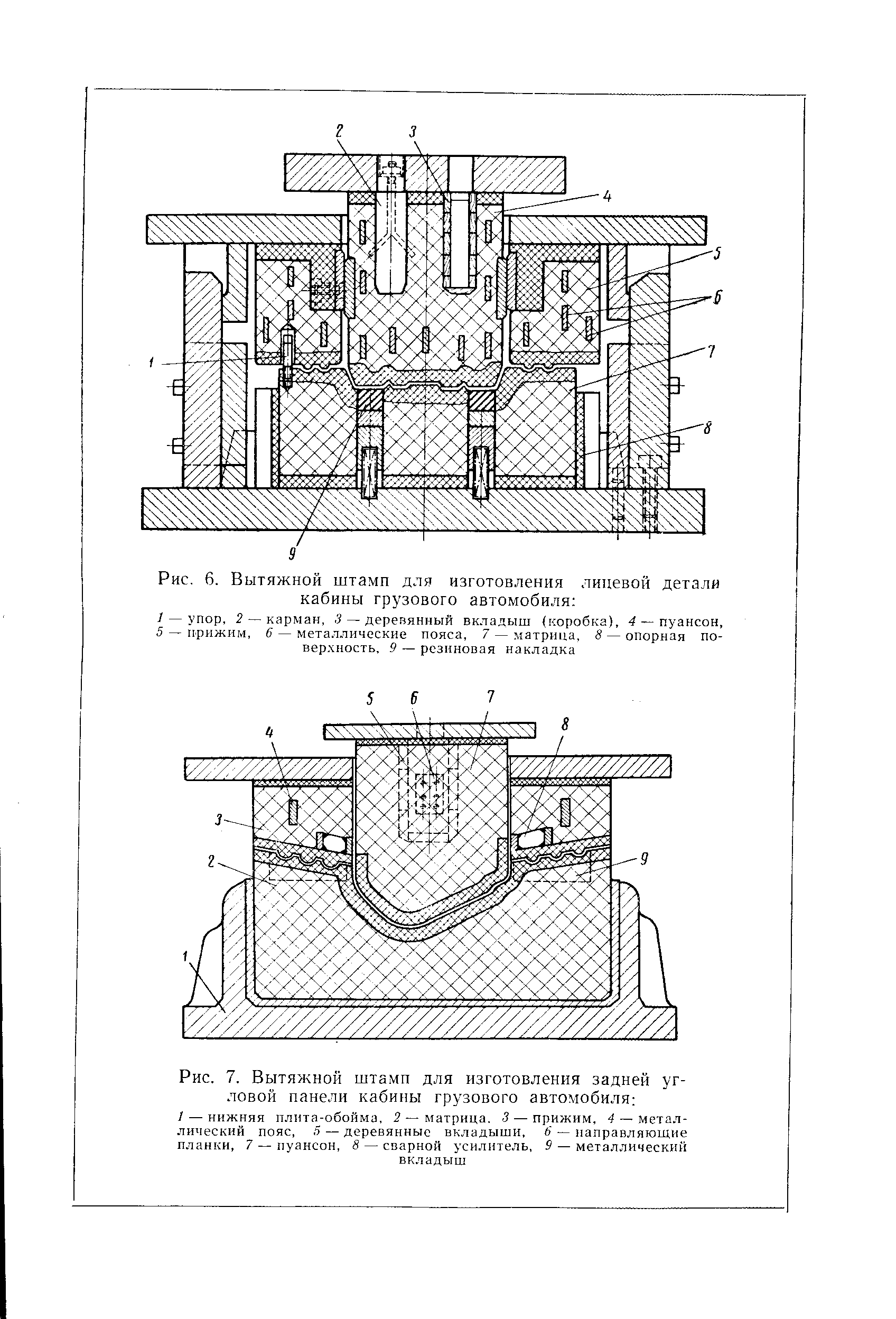 Рис. 7. <a href="/info/51319">Вытяжной штамп</a> для изготовления задней угловой панели кабины грузового автомобиля 