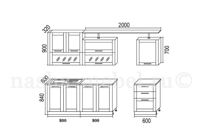 размер шкафов гарнитура