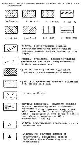 Фото: условные обозначения на карте подземных вод