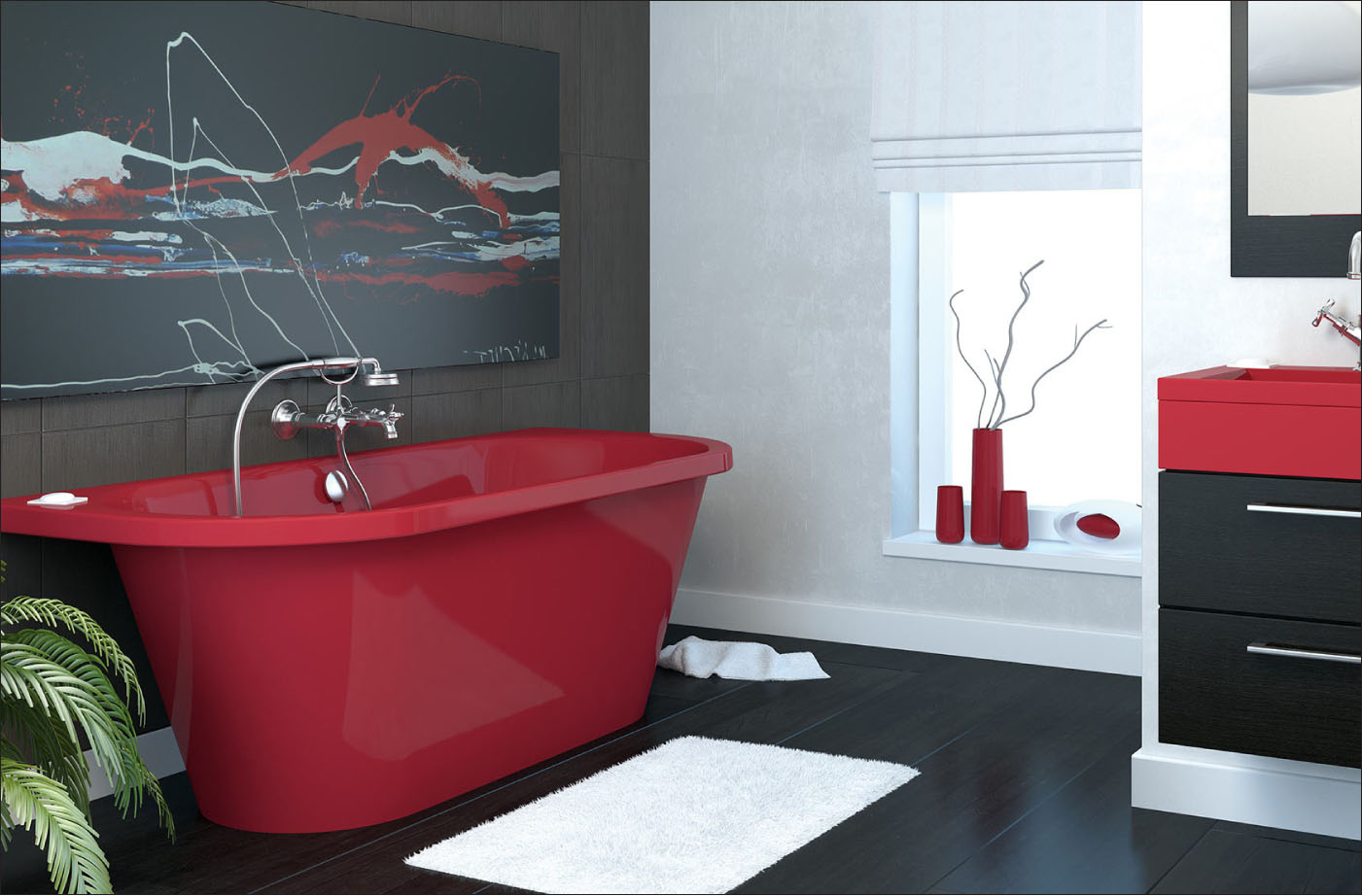 Красная модная ванная