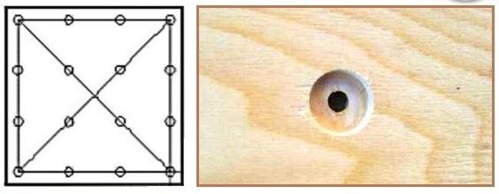 схема распределения саморезов на фанере