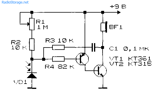 Принципиальная схема фотореле со звуковой сигнализацией