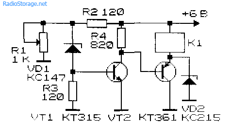 Принципиальная схема реле для контроля перезаряда аккумулятора