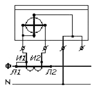 Схема подключения трансворматора для тока небольшой силы.