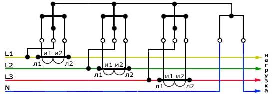 Схема подключения понижающего трансворматора.