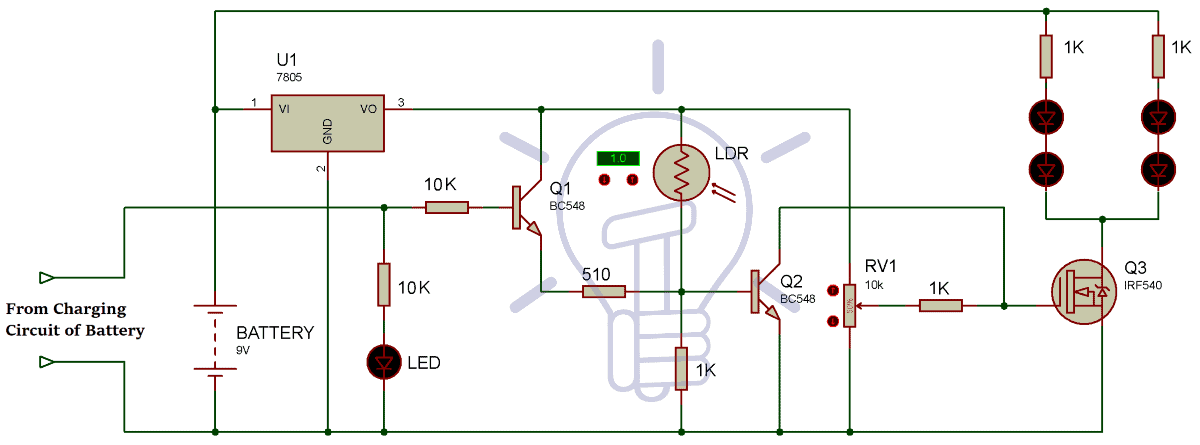 Circuit Diagram for Automatic Emergency Light Circuit