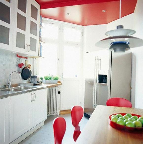 цвет натяжного потолка на кухне 