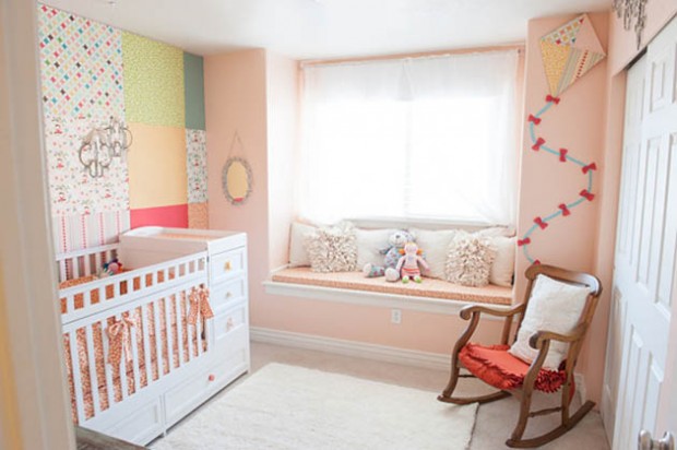 Нежно-розовая комната для новорожденного